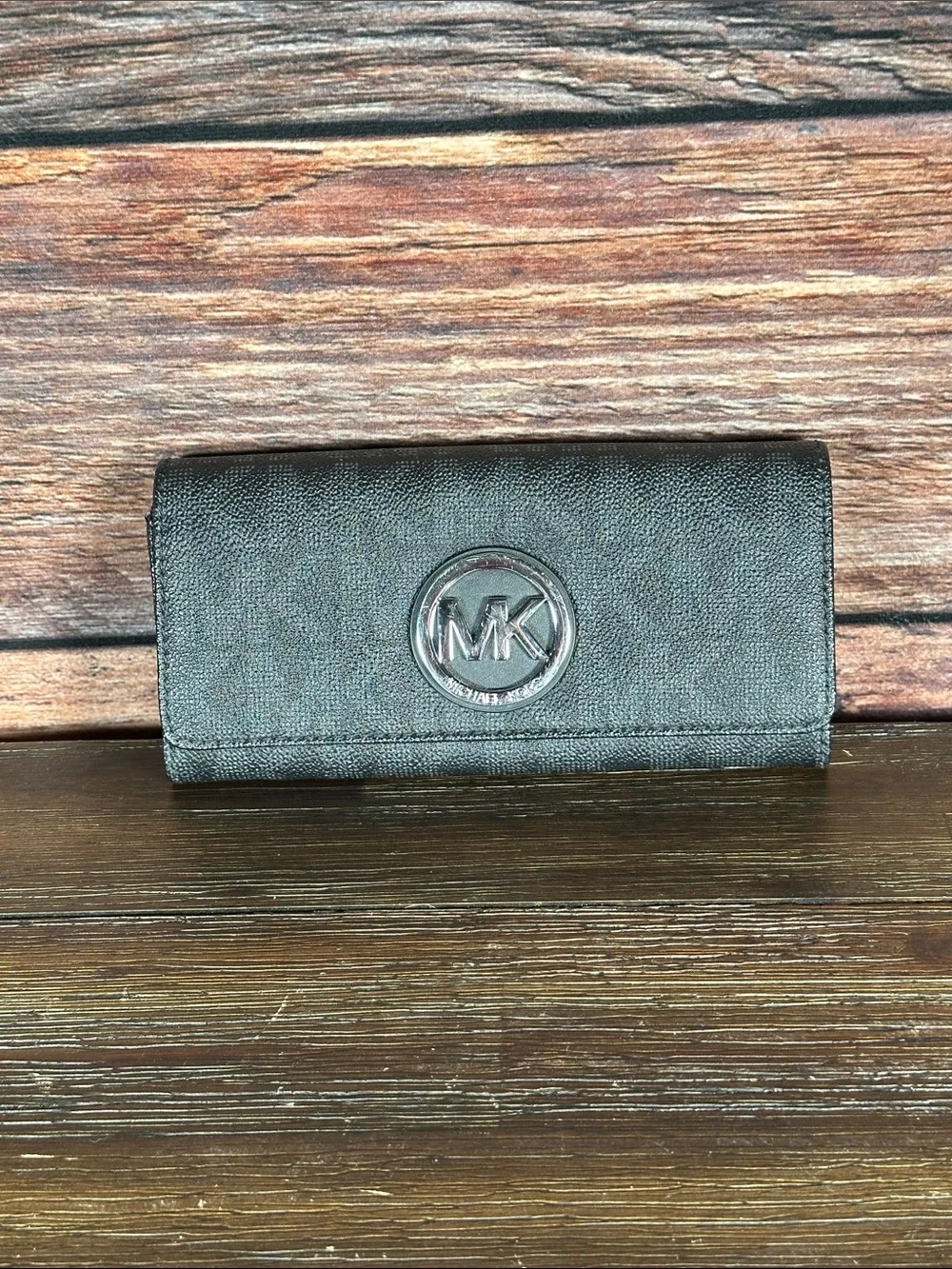 Michael Kors Black Logo Continental Wallet